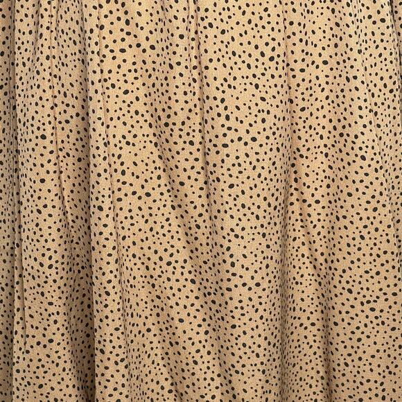 Shein Curve Long Sleeve V-Neck Dress Smocked Waist Tan W/Black Spots Size 1XL - Picture 4 of 10